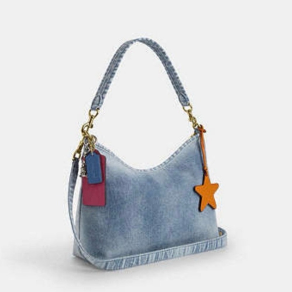 NWT Coach Loved DENIM Laurel Shoulder w/charms n crossbody strap factory wrapped - Picture 2 of 6
